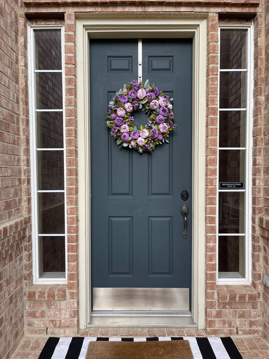 Purple Peony Spring Wreath - Handcrafted Grapevine Door Wreath