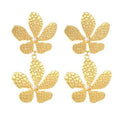 Gold Double Flower Drop Earrings with Pearls - Elegant Floral Dangles