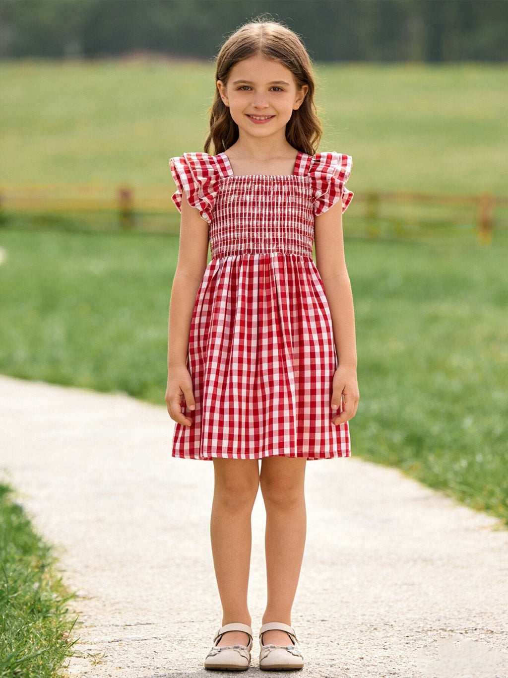 Girls Summer Plaid Smocked Dress - Matching Sibling Outfits Available