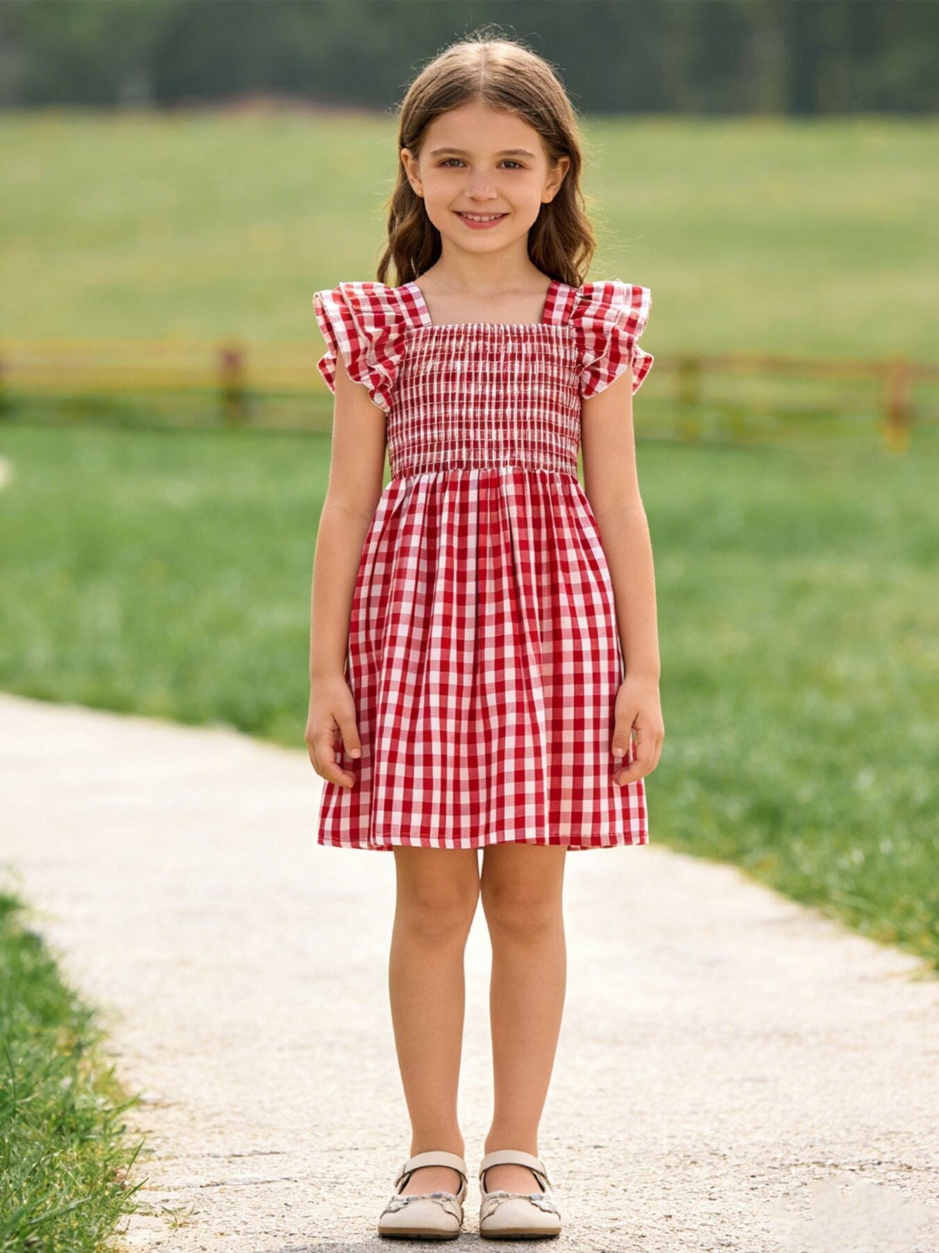 Girls Summer Plaid Smocked Dress - Matching Sibling Outfits Available