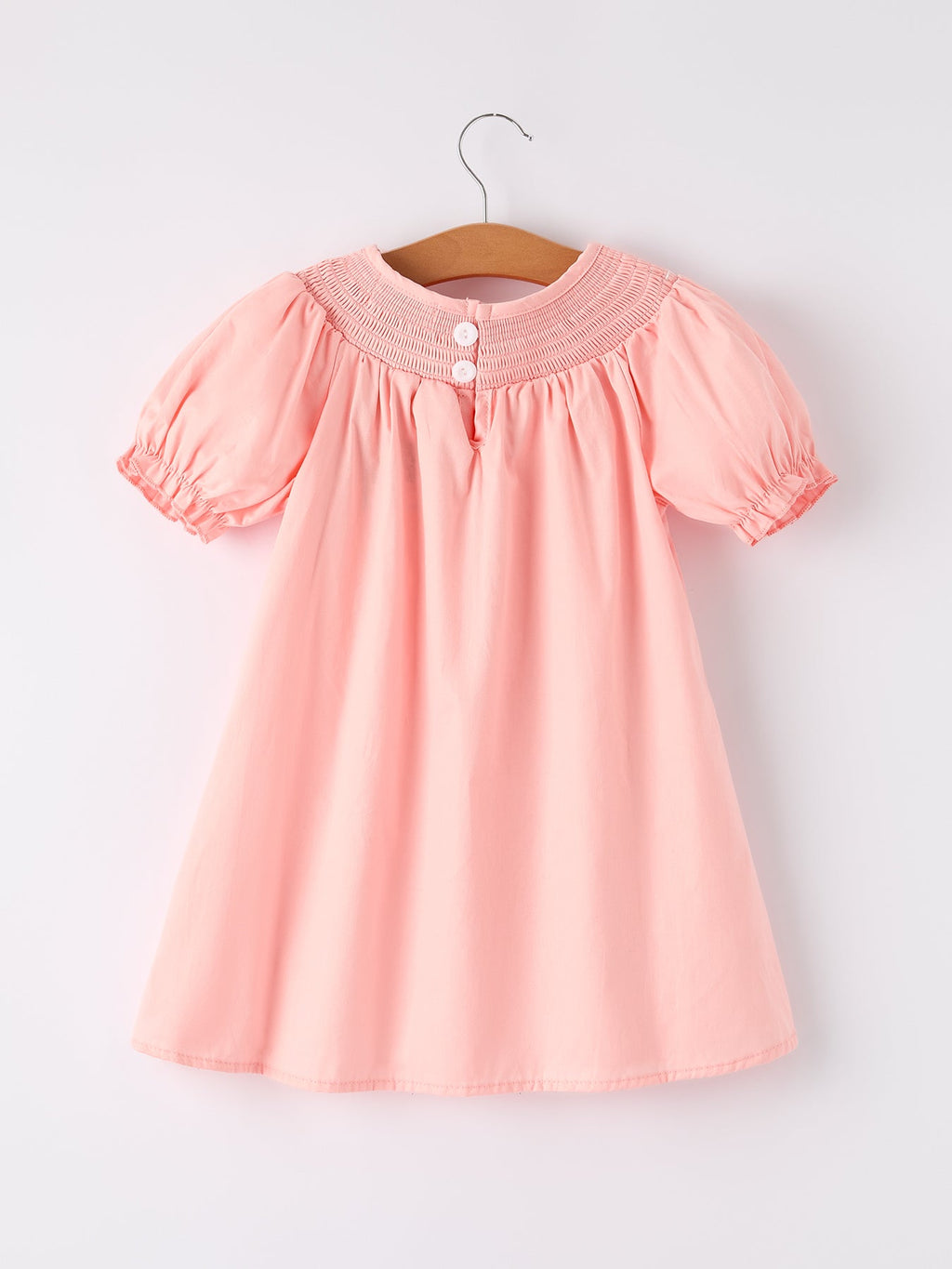 Girls Coral Horse Smocked Embroidered Dress - 100% Cotton