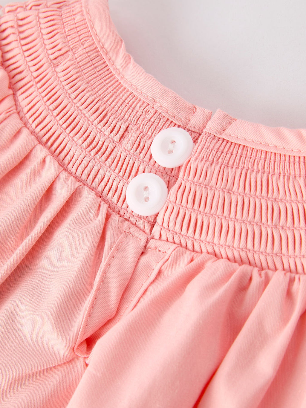 Girls Coral Horse Smocked Embroidered Romper - 100% Cotton