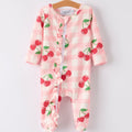 Girls Waffle Cherry Plaid Romper - Cozy One-Piece Outfit