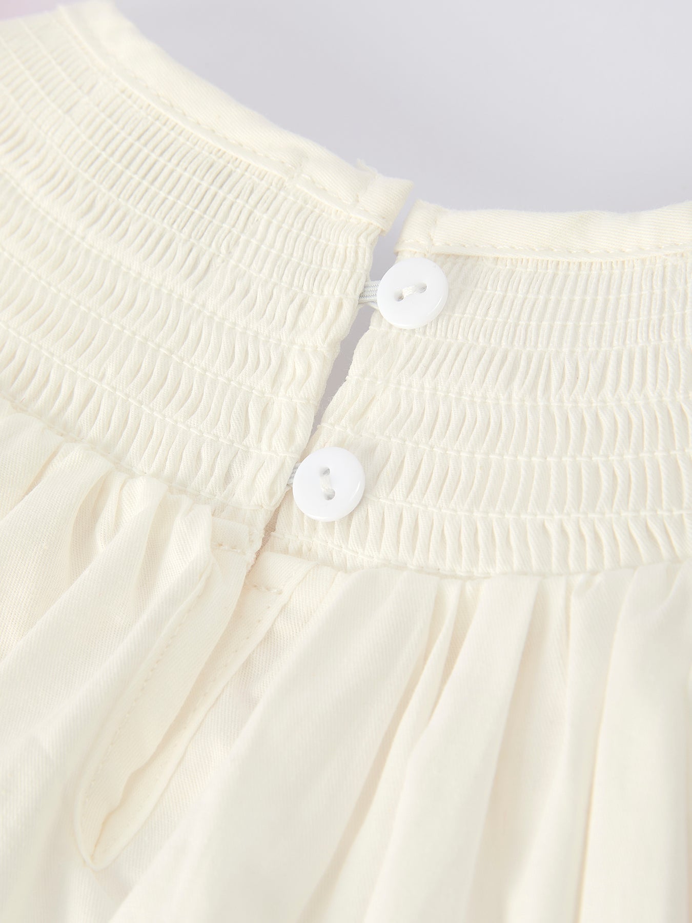 Girls White Dress with Pink Bow Embroidery - 100% Cotton Fall Dress