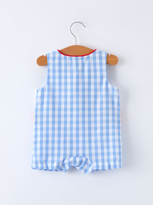 Baby Boys Summer Strawberry Smocked Romper - 100% Cotton Embroidered Outfit