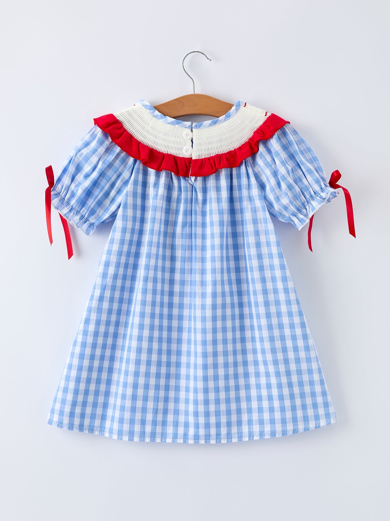 Girls Summer Strawberry & Bow Smocked Dress - 100% Cotton Embroidered Dress