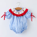 Baby Girls Summer Strawberry & Bow Smocked Romper - 100% Cotton