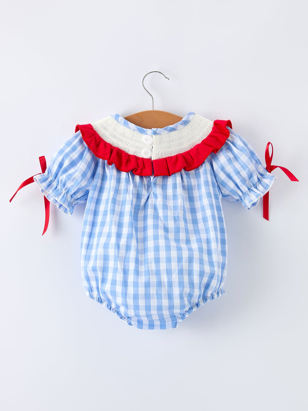 Baby Girls Summer Strawberry & Bow Smocked Romper - 100% Cotton