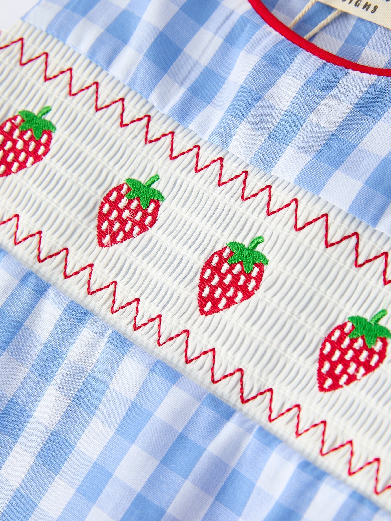 Baby Boys Summer Strawberry Smocked Romper - 100% Cotton Embroidered Outfit