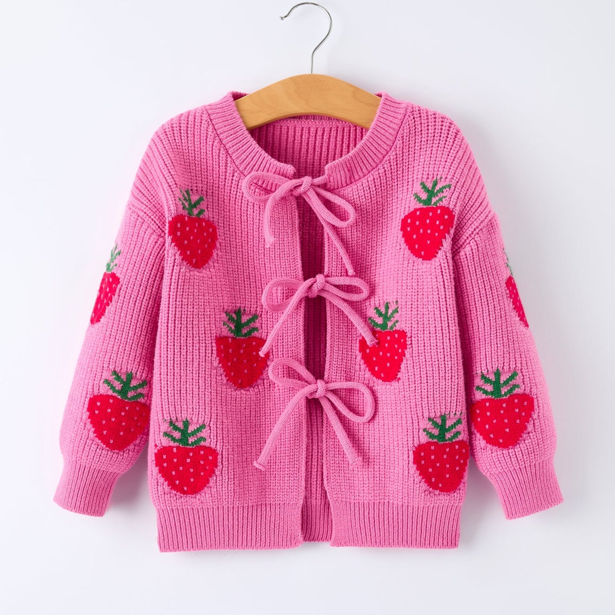 Girls Strawberry Cardigan Sweater - Cozy Layering Piece