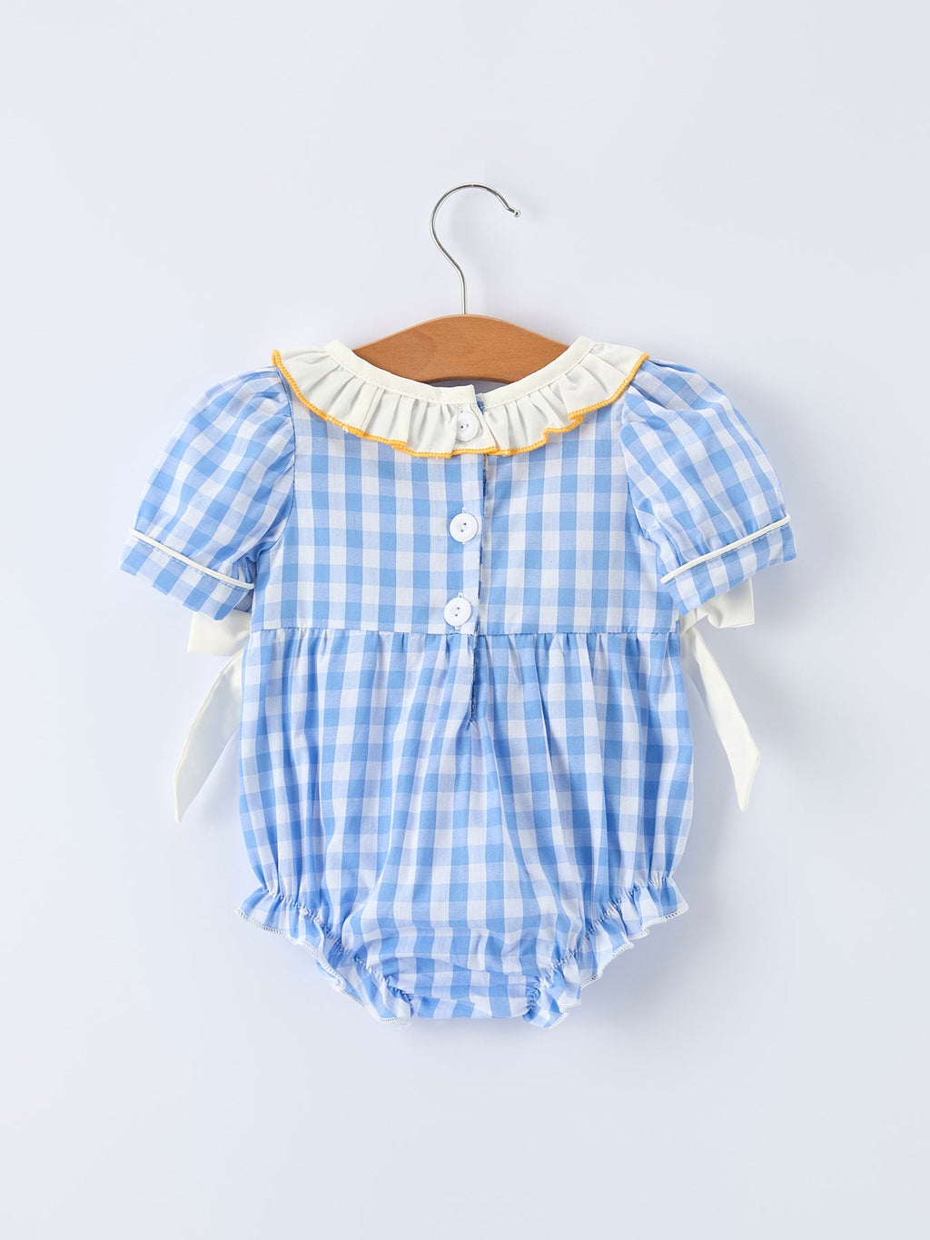 Baby Girls Spring Daisy Smocked Romper with Bow - 100% Cotton