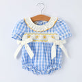 Baby Girls Spring Daisy Smocked Romper with Bow - 100% Cotton