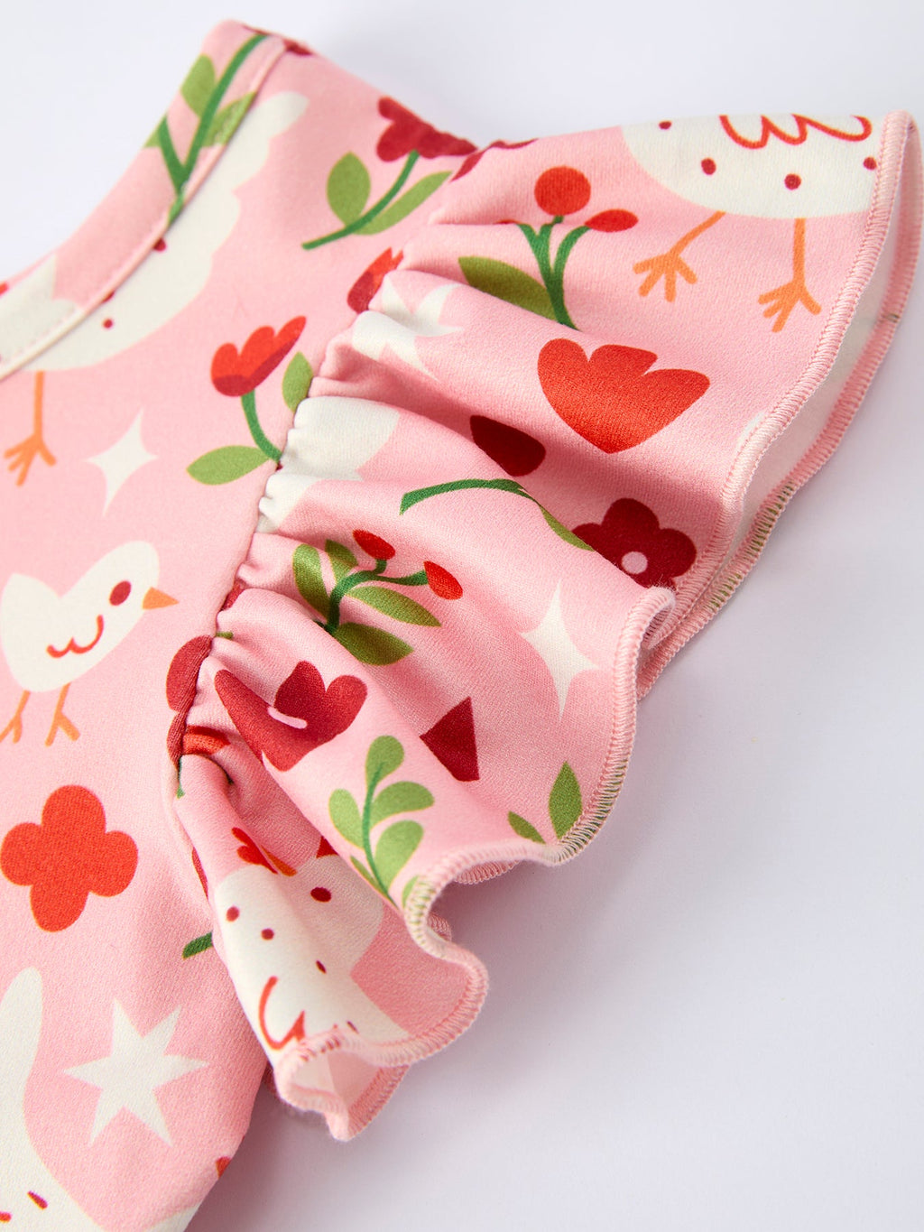 Girls Spring Chicken & Floral Farm Print Dress - Easter Dress