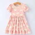 Girls Spring Chicken Print Ruffle Dress - Farm Easter Dress