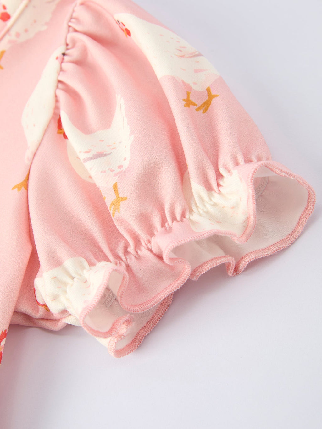Girls Spring Chicken Print Ruffle Dress - Farm Easter Dress