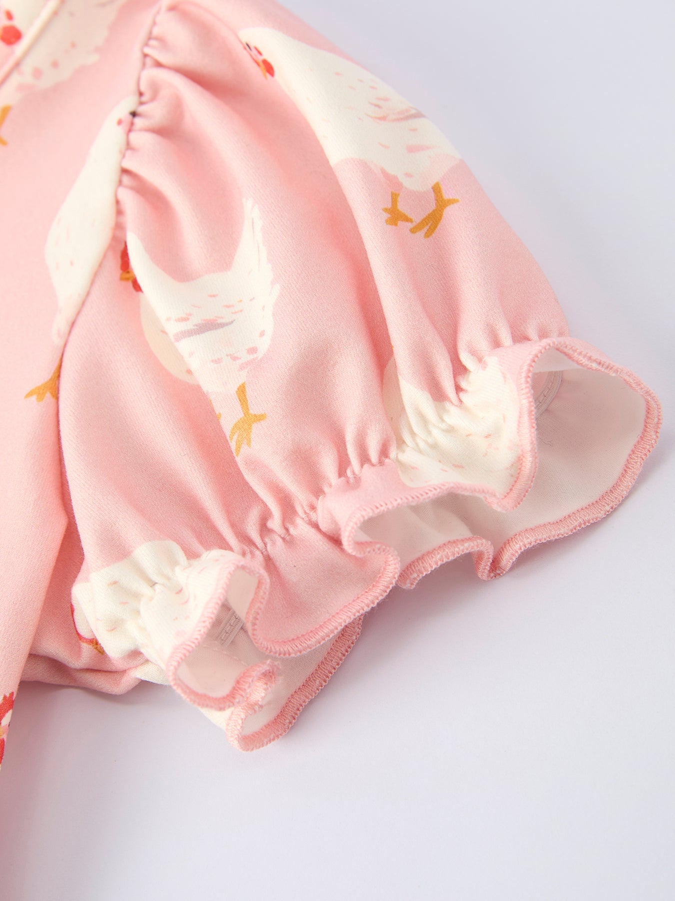 Girls Spring Chicken Print Ruffle Dress - Farm Easter Dress