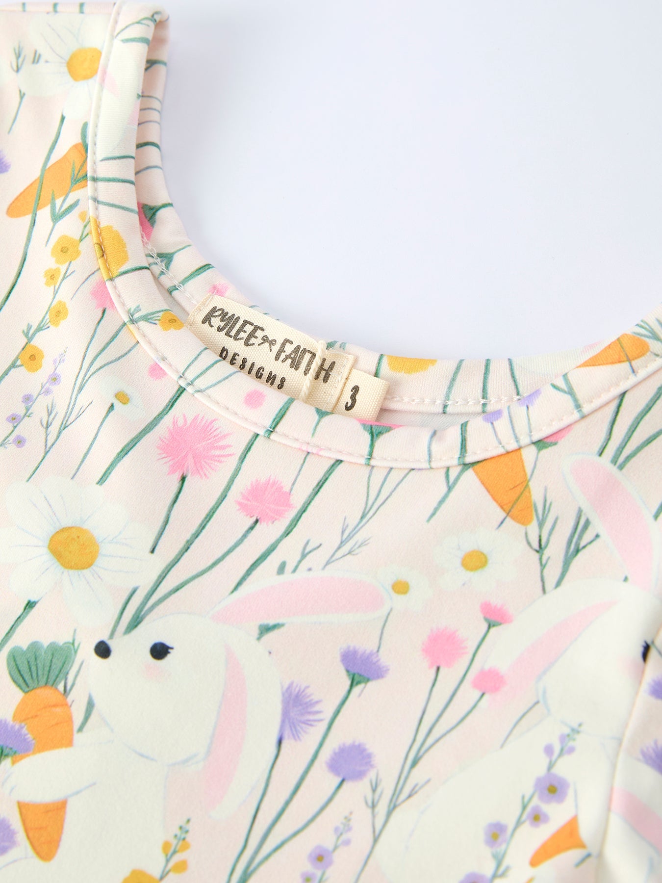 Girls Easter Bunny Yellow Floral Dress - Spring Holiday Dress