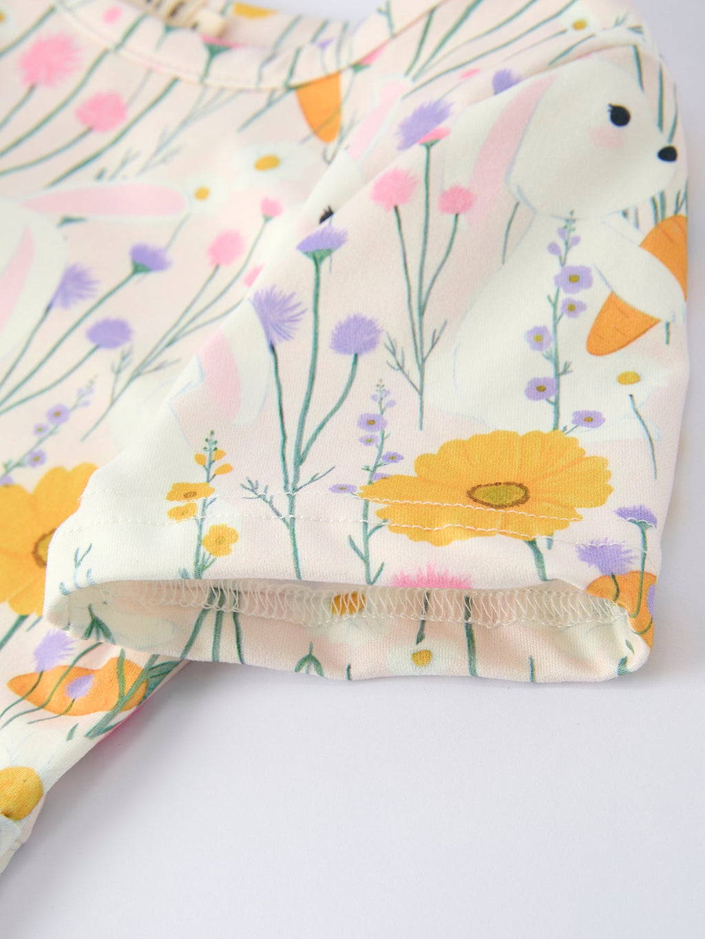 Girls Easter Bunny Yellow Floral Dress - Spring Holiday Dress