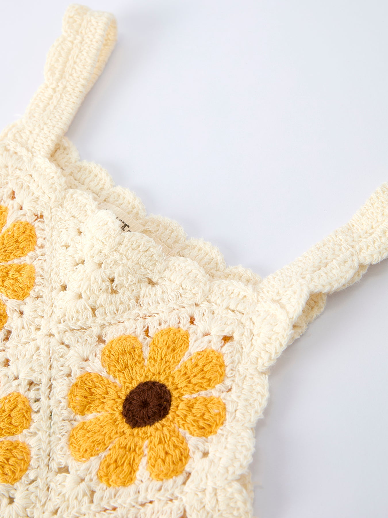 Girls Handcrafted Crochet Sunflower Dress with Headscarf Set - Summer Outfit