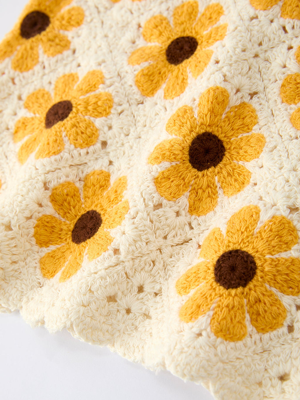 Girls Handcrafted Crochet Sunflower Dress with Headscarf Set - Summer Outfit