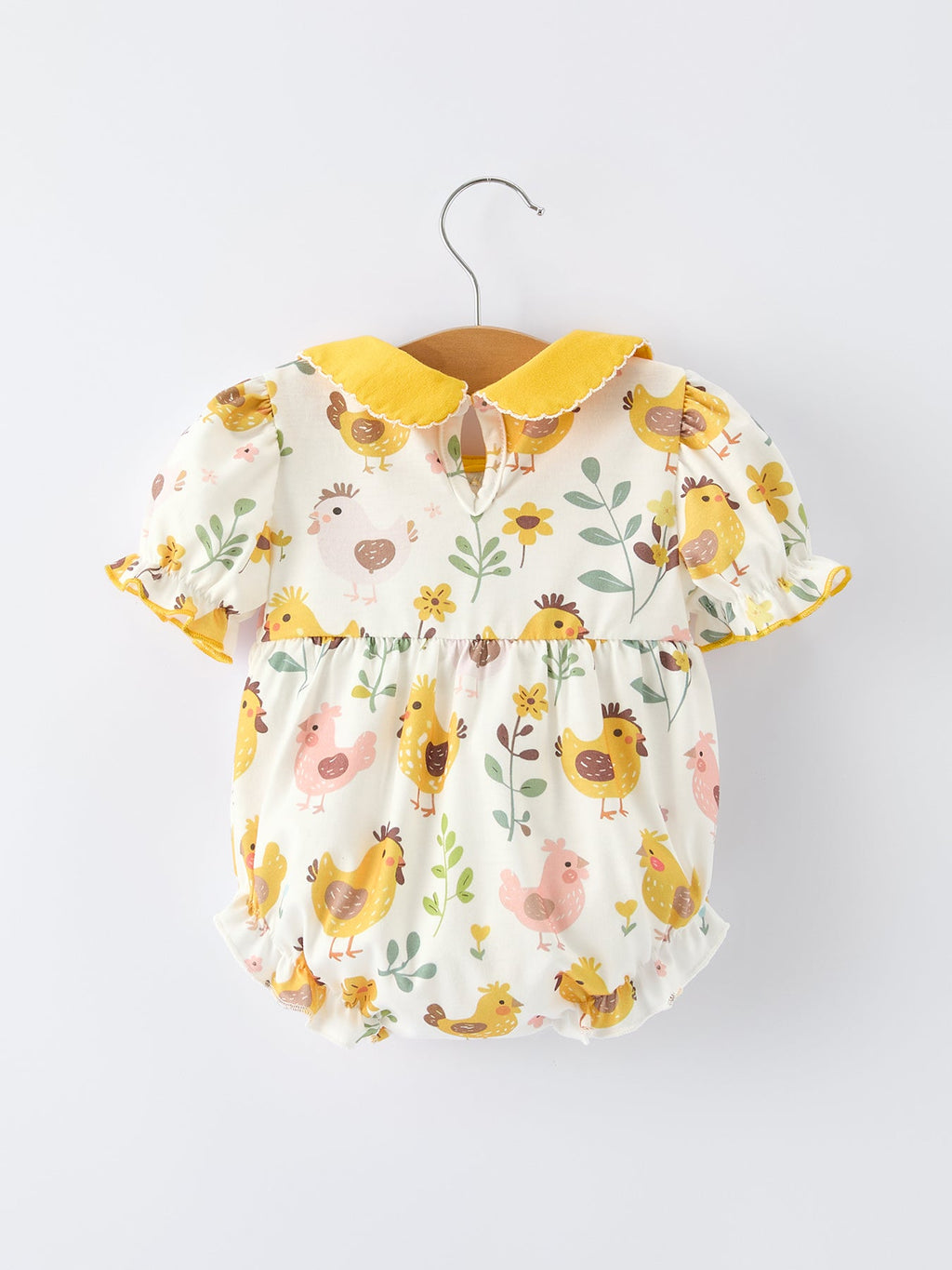 Girls Spring Chick Dress with Scallop Trim - Short Sleeve Easter Dress