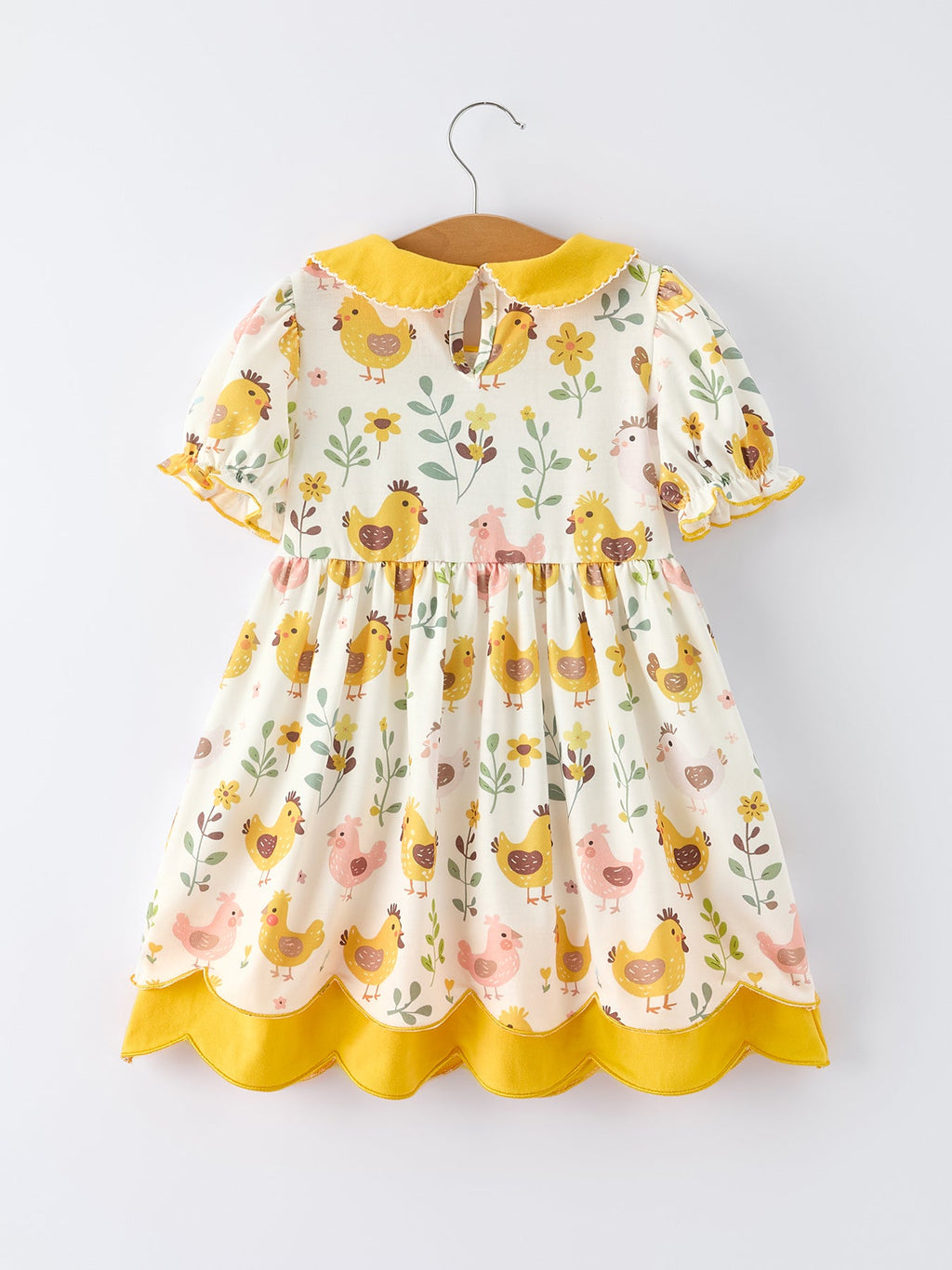 Girls Premium Spring Chick Dress with Scallop Trim - Easter Dress