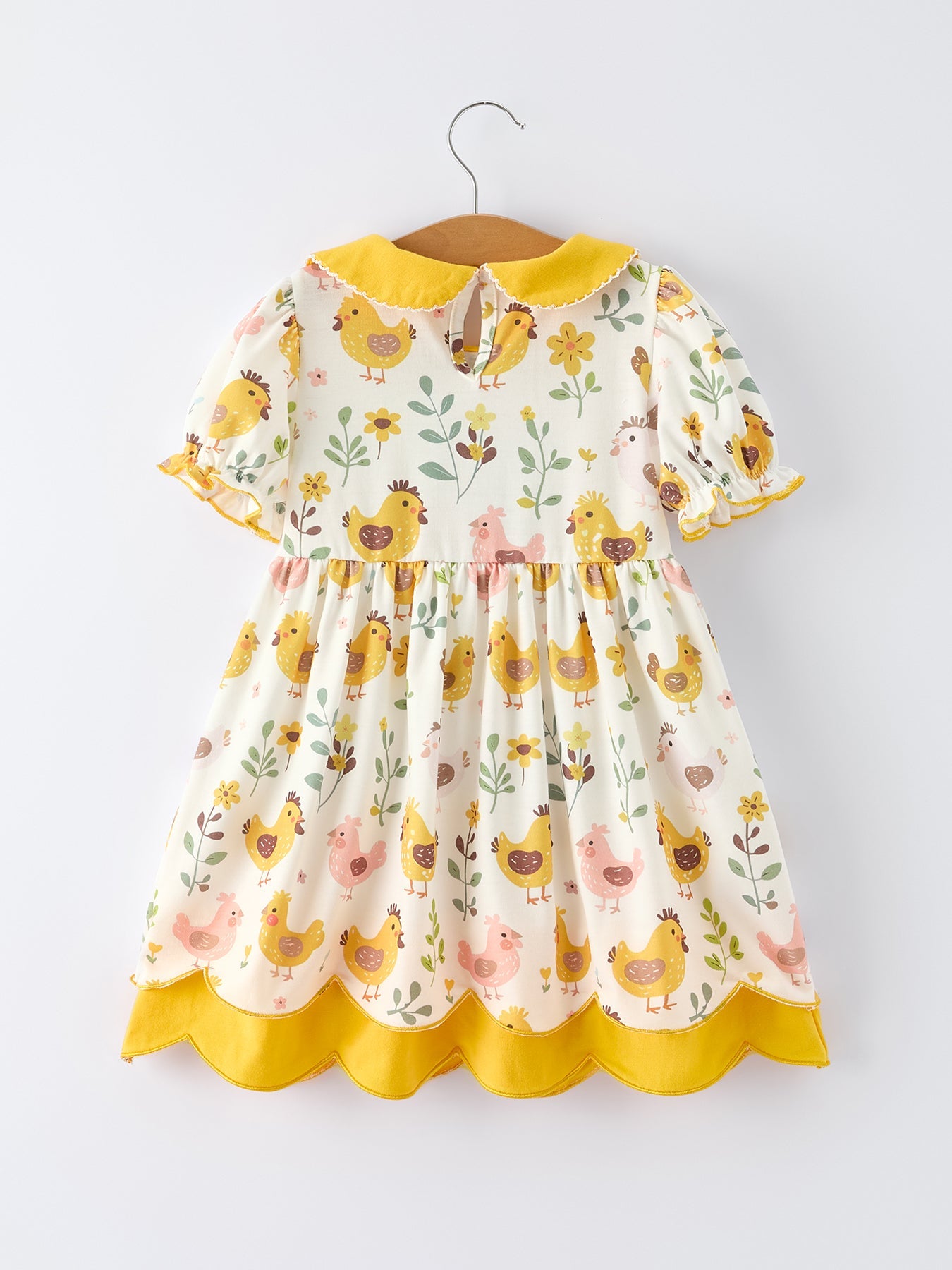 Girls Premium Spring Chick Dress with Scallop Trim - Easter Dress