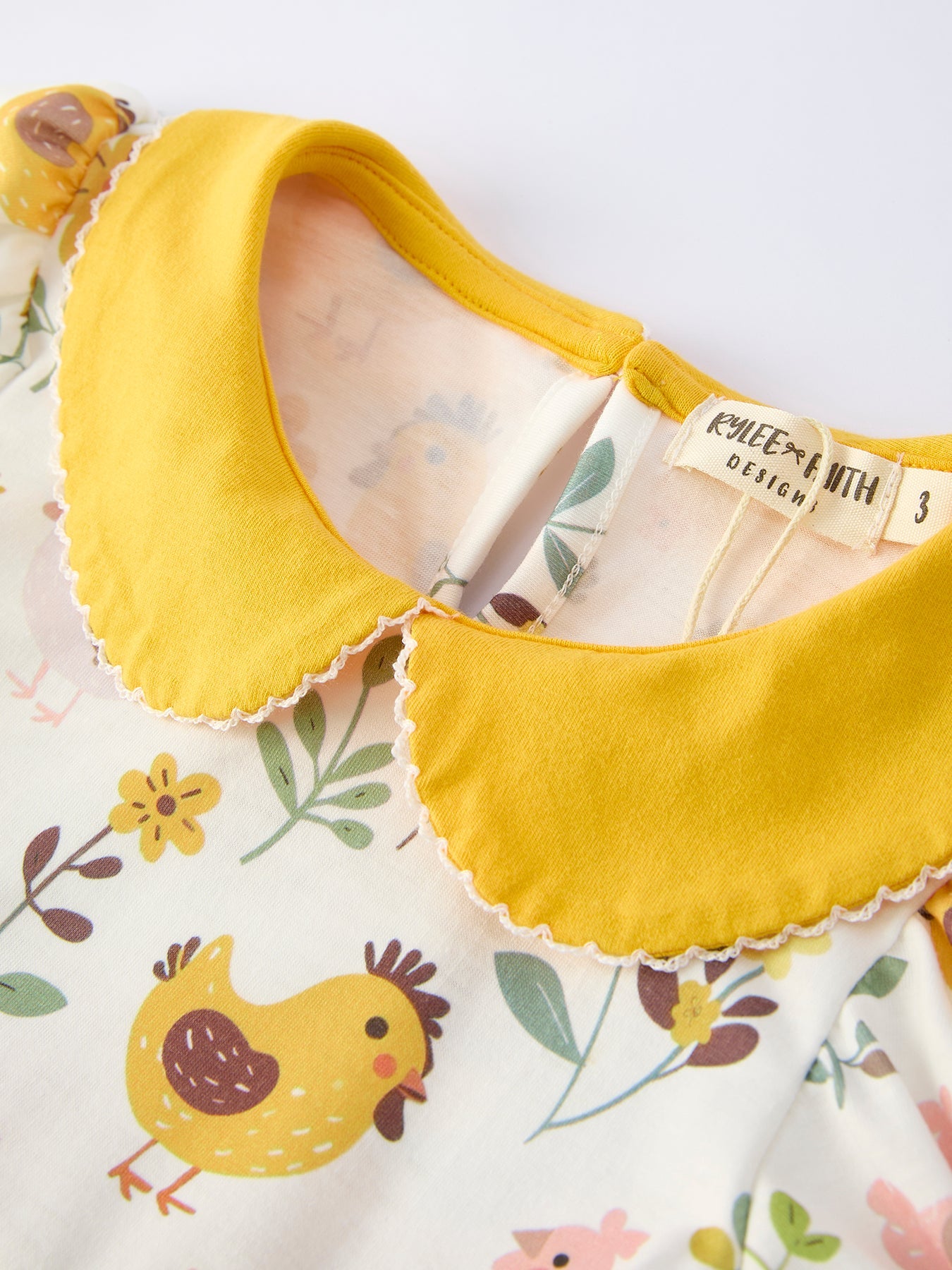 Girls Premium Spring Chick Dress with Scallop Trim - Easter Dress
