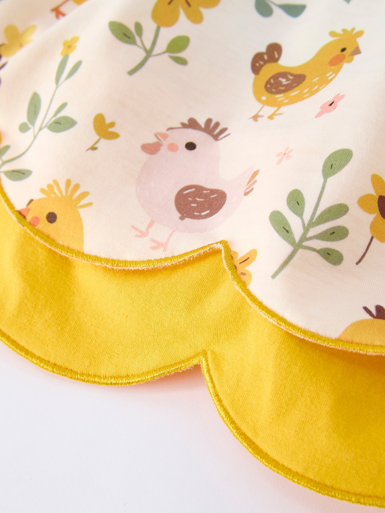 Girls Premium Spring Chick Dress with Scallop Trim - Easter Dress