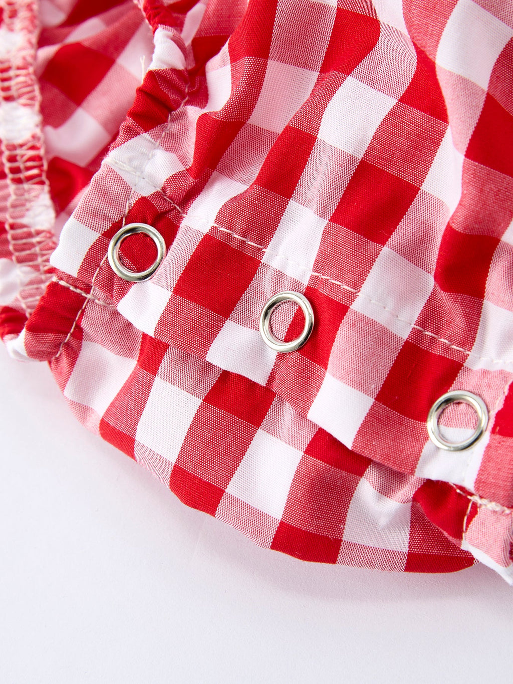 Girls Summer Plaid Smocked Ruffle Romper - Matching Sibling Outfits Available