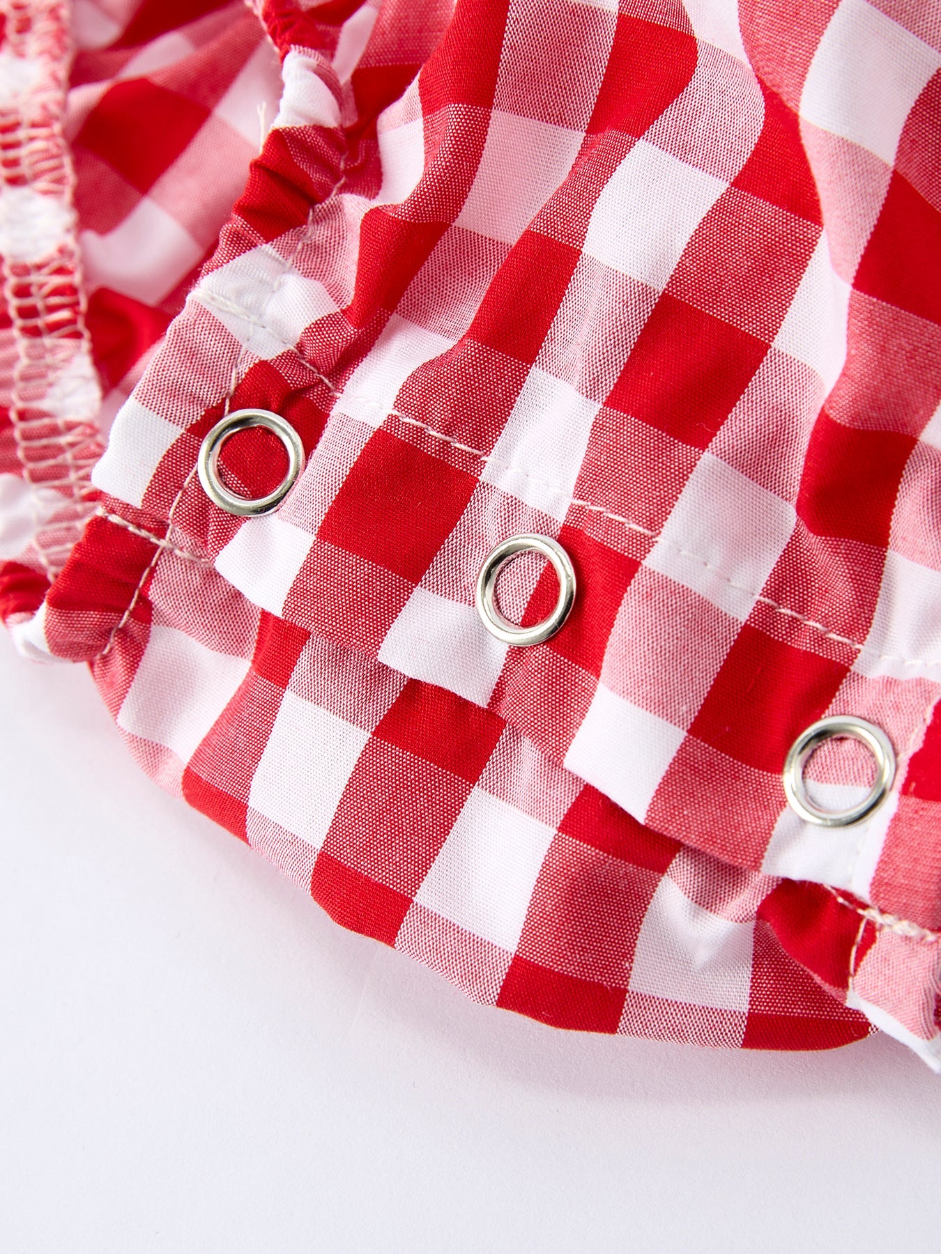 Girls Summer Plaid Smocked Ruffle Romper - Matching Sibling Outfits Available