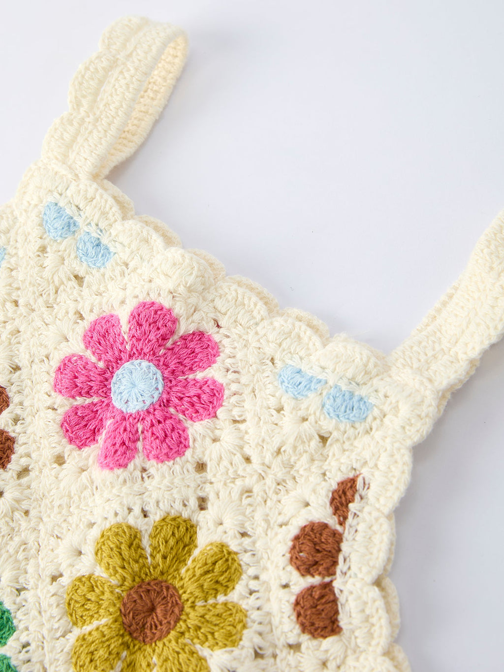 Girls Handcrafted Crochet Floral Summer Set - 2-Piece Outfit 98% Cotton