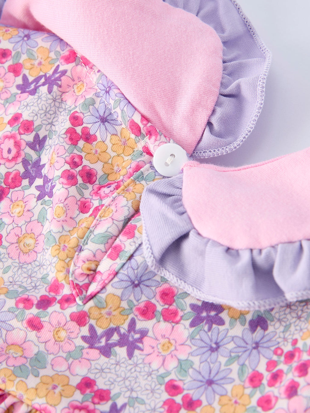 Girls Summer Purple Floral Dress with Bow and Ruffles