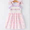 Baby Girls Butterfly Embroidered Smocked Dress with Bow