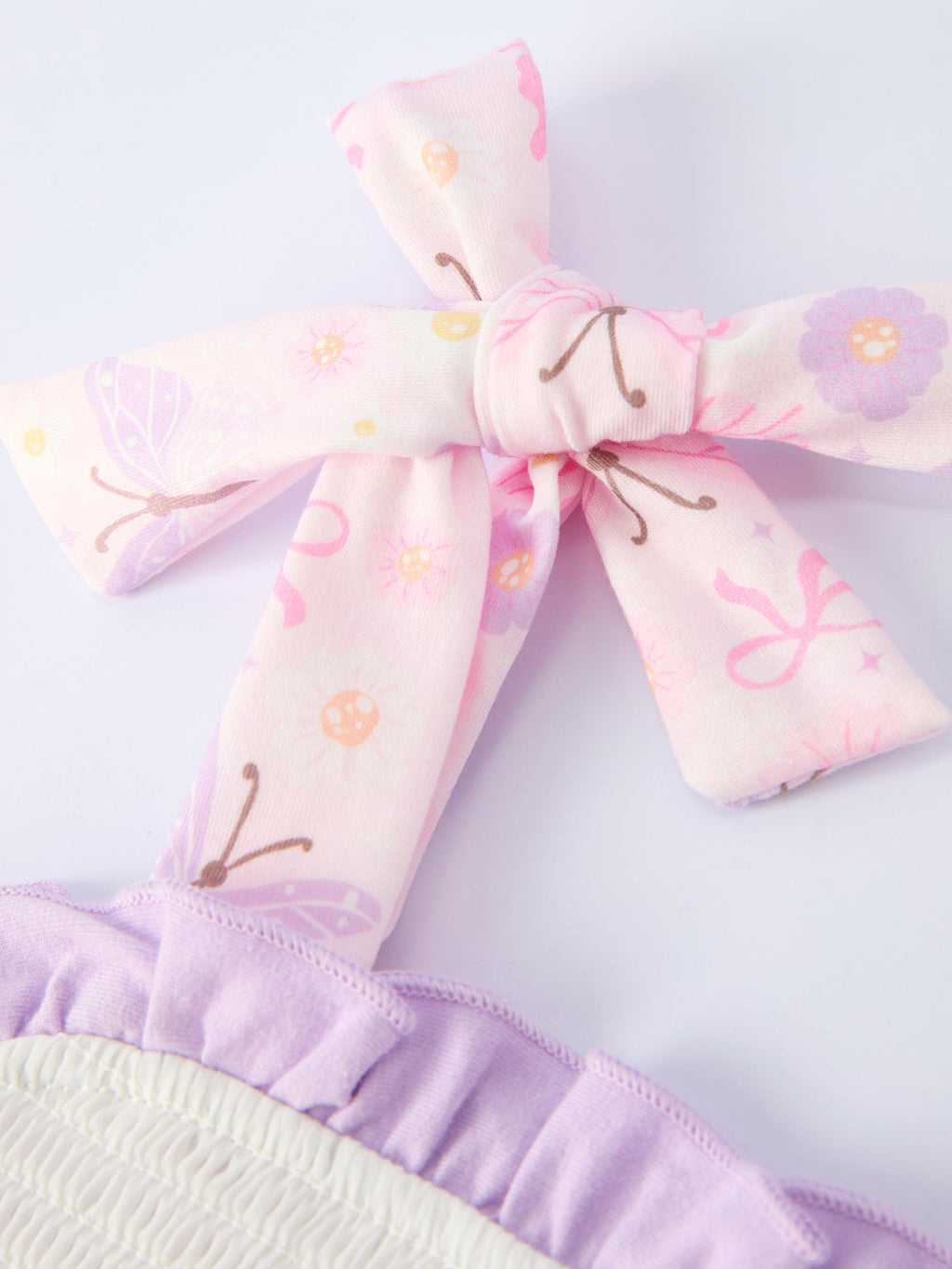 Baby Girls Butterfly Embroidered Smocked Dress with Bow