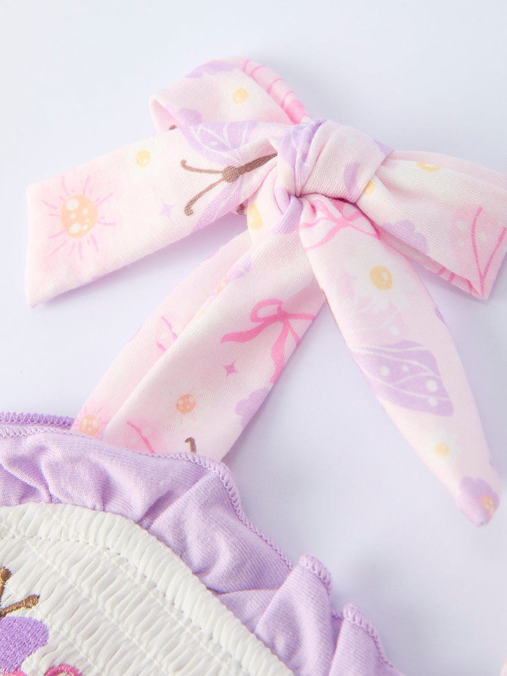Baby Girls Butterfly Embroidered Smocked Bloomers Set with Bow