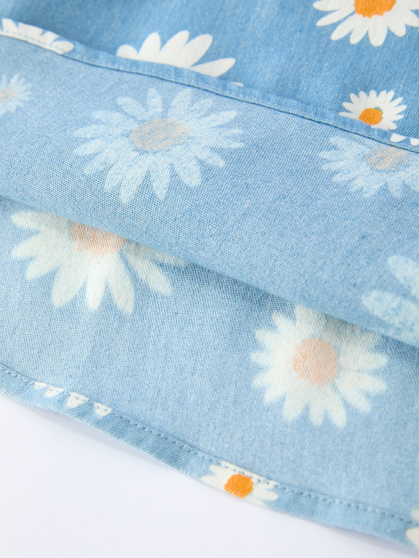 Girls Spring Daisy Blue Denim Dress - Cotton Blend Casual Dress