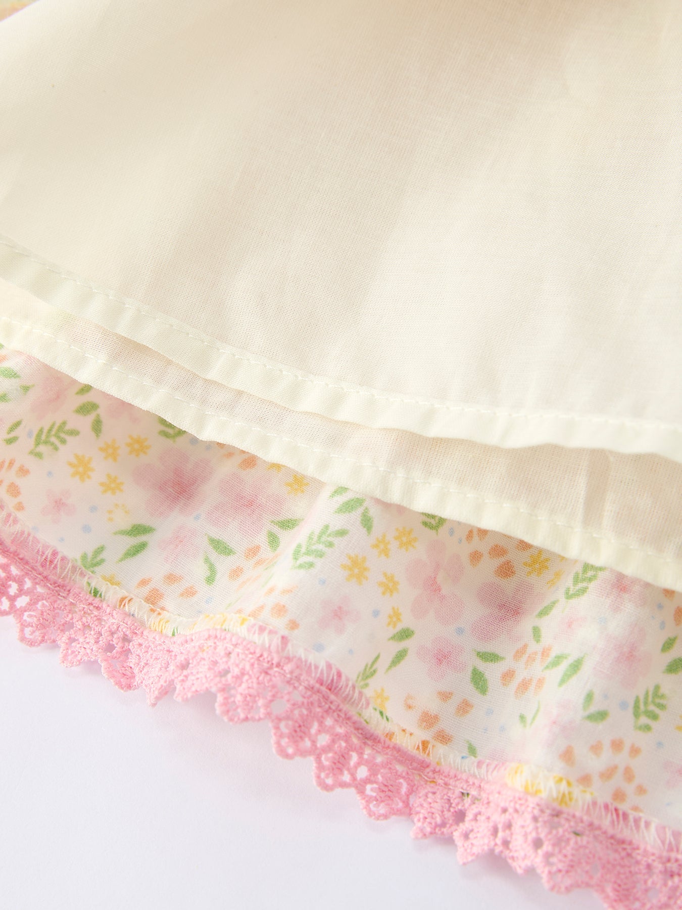 Girls Spring Floral Ruffle Dress with Bow Straw Hat Set - 100% Cotton