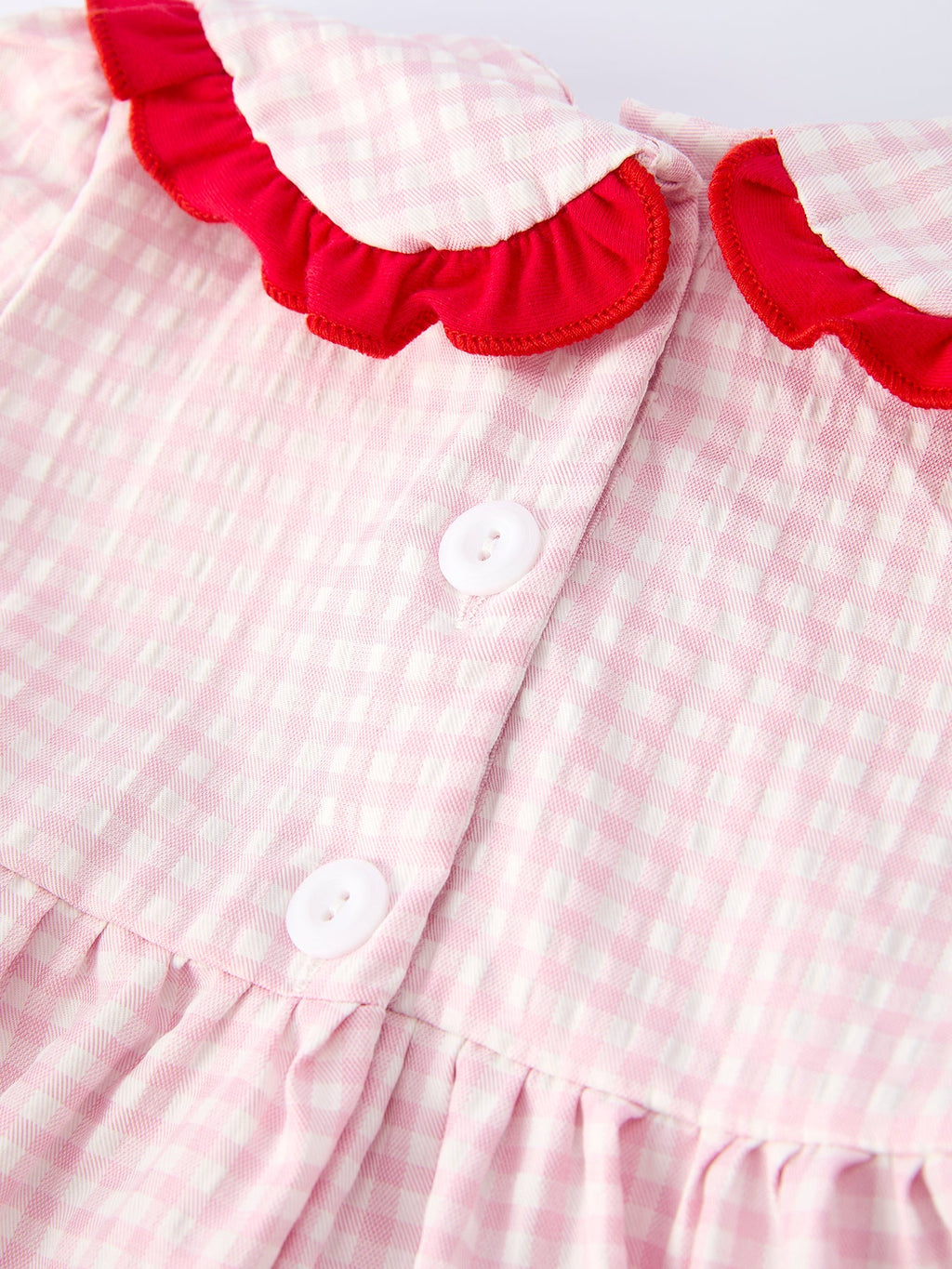 Girls Plaid Smocked Dress with Strawberry Applique - 100% Cotton