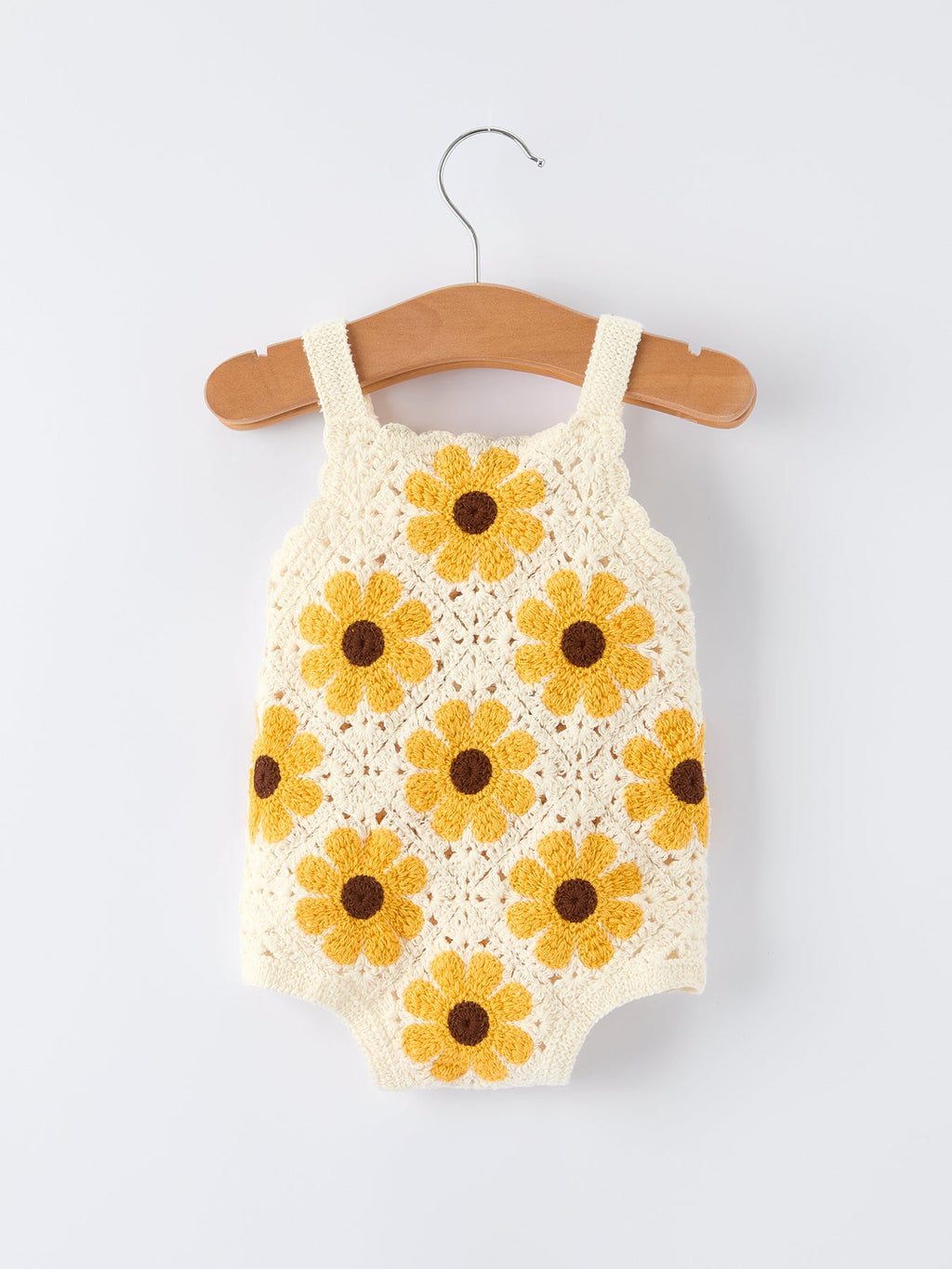 Baby Sunflower Crochet Romper - Handcrafted Summer Outfit