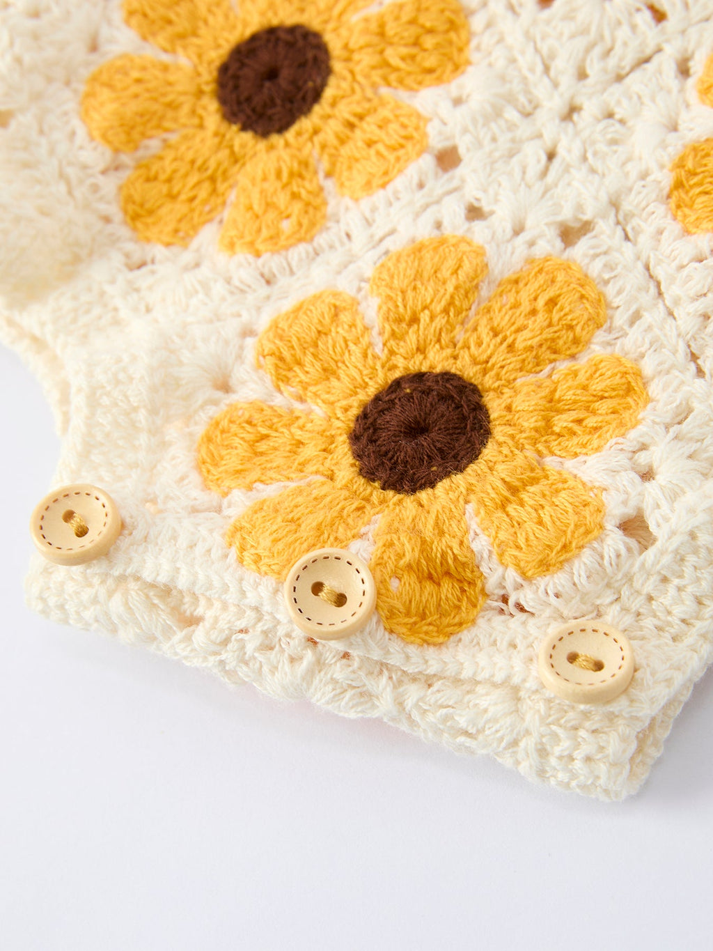 Baby Sunflower Crochet Romper - Handcrafted Summer Outfit