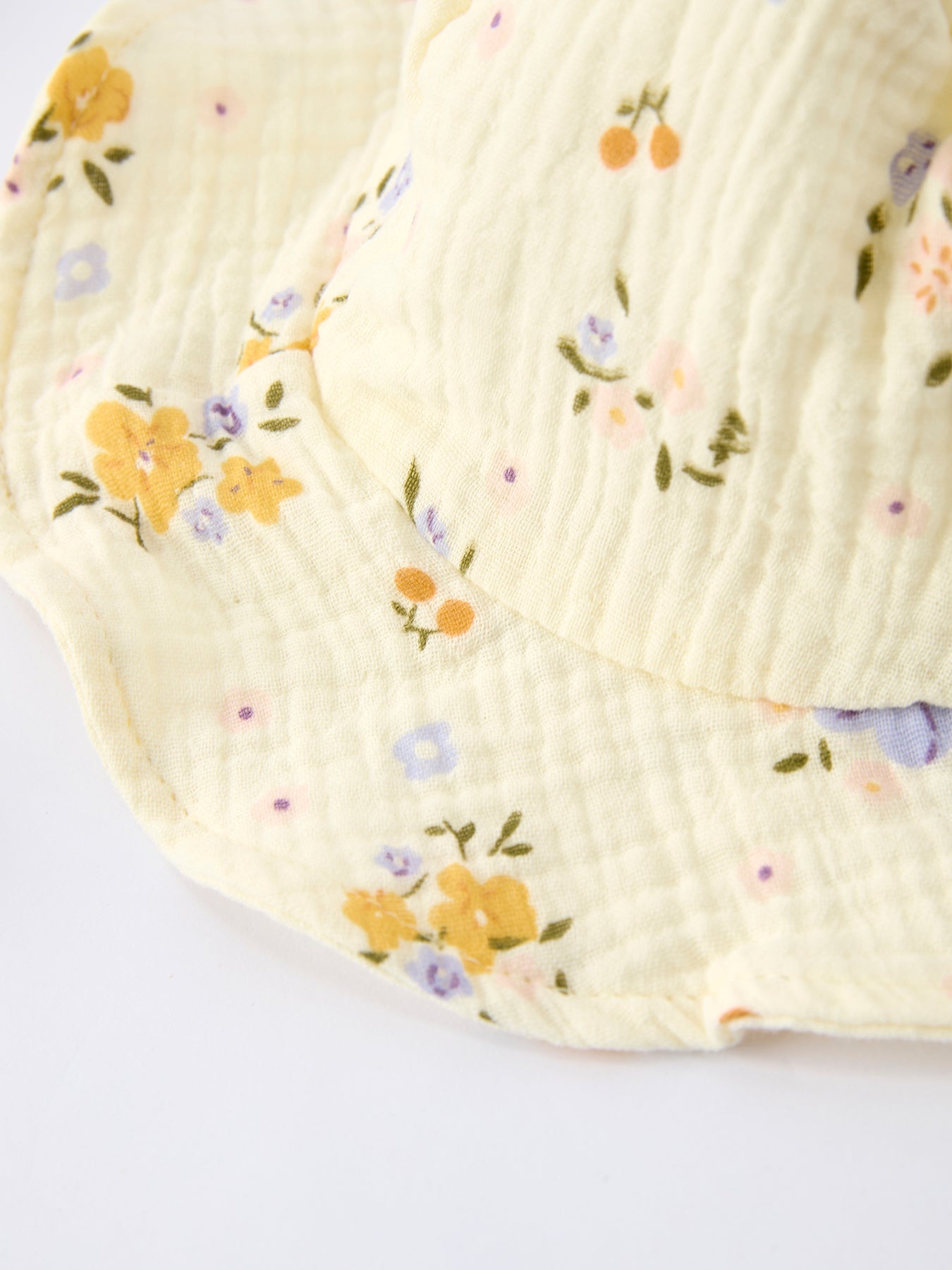 Baby Muslin Floral Smocked Romper with Matching Hat Set - 100% Cotton