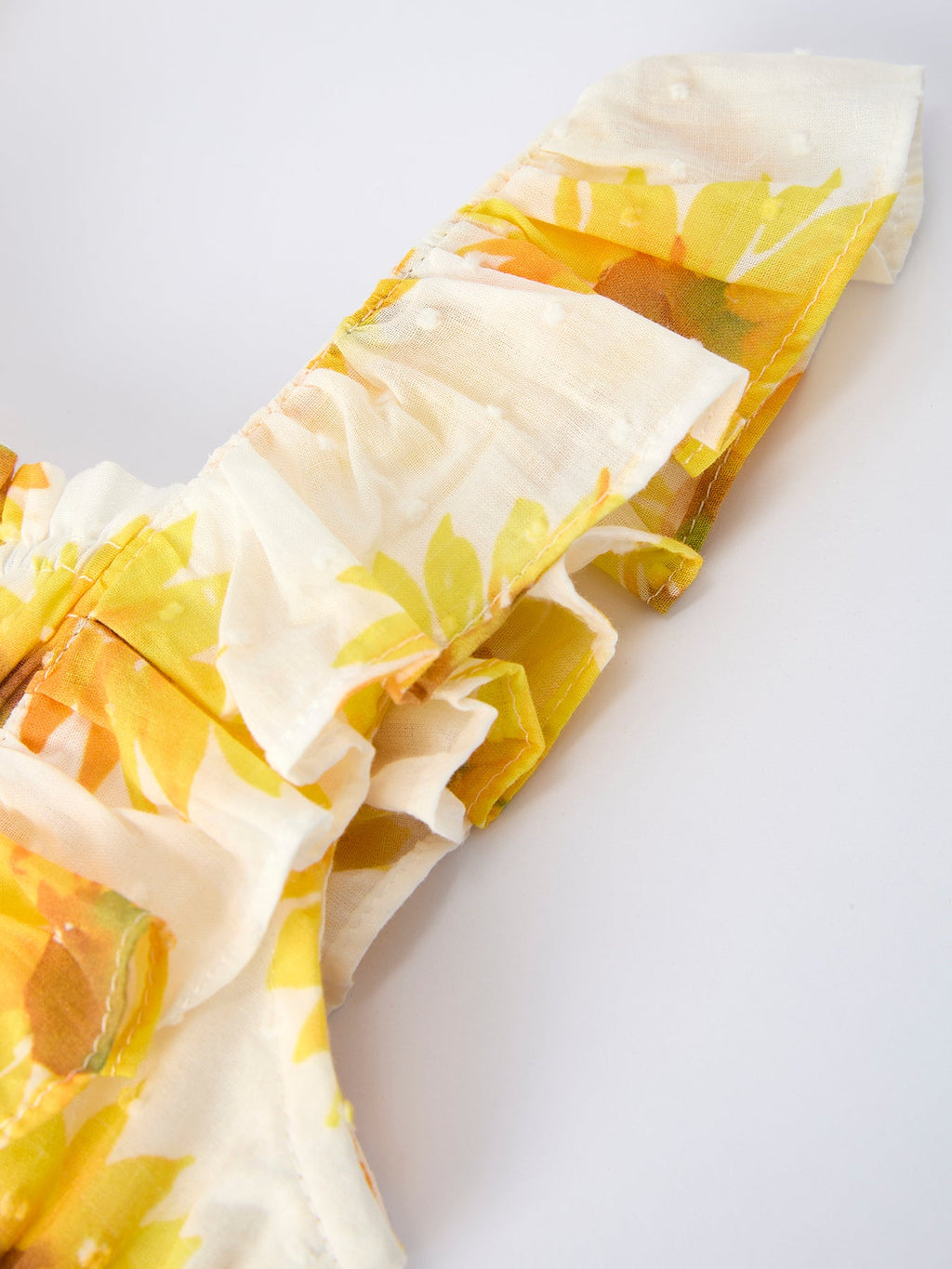 Girls Sunflower Smocked Ruffle Dress - 100% Cotton Summer Dress