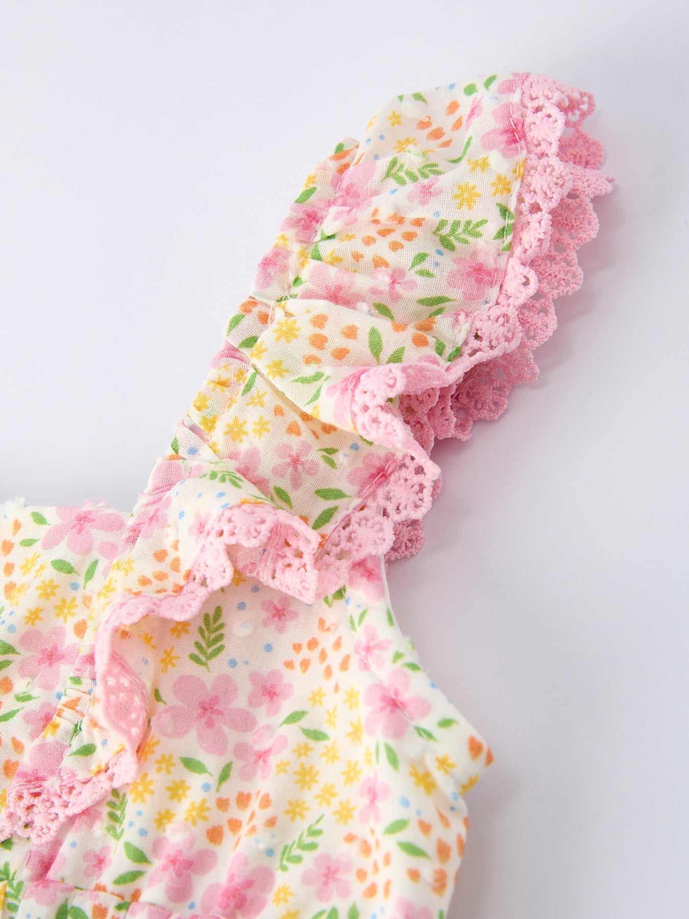 Girls Floral Smocked Ruffle Romper - 100% Cotton Spring Summer Outfit