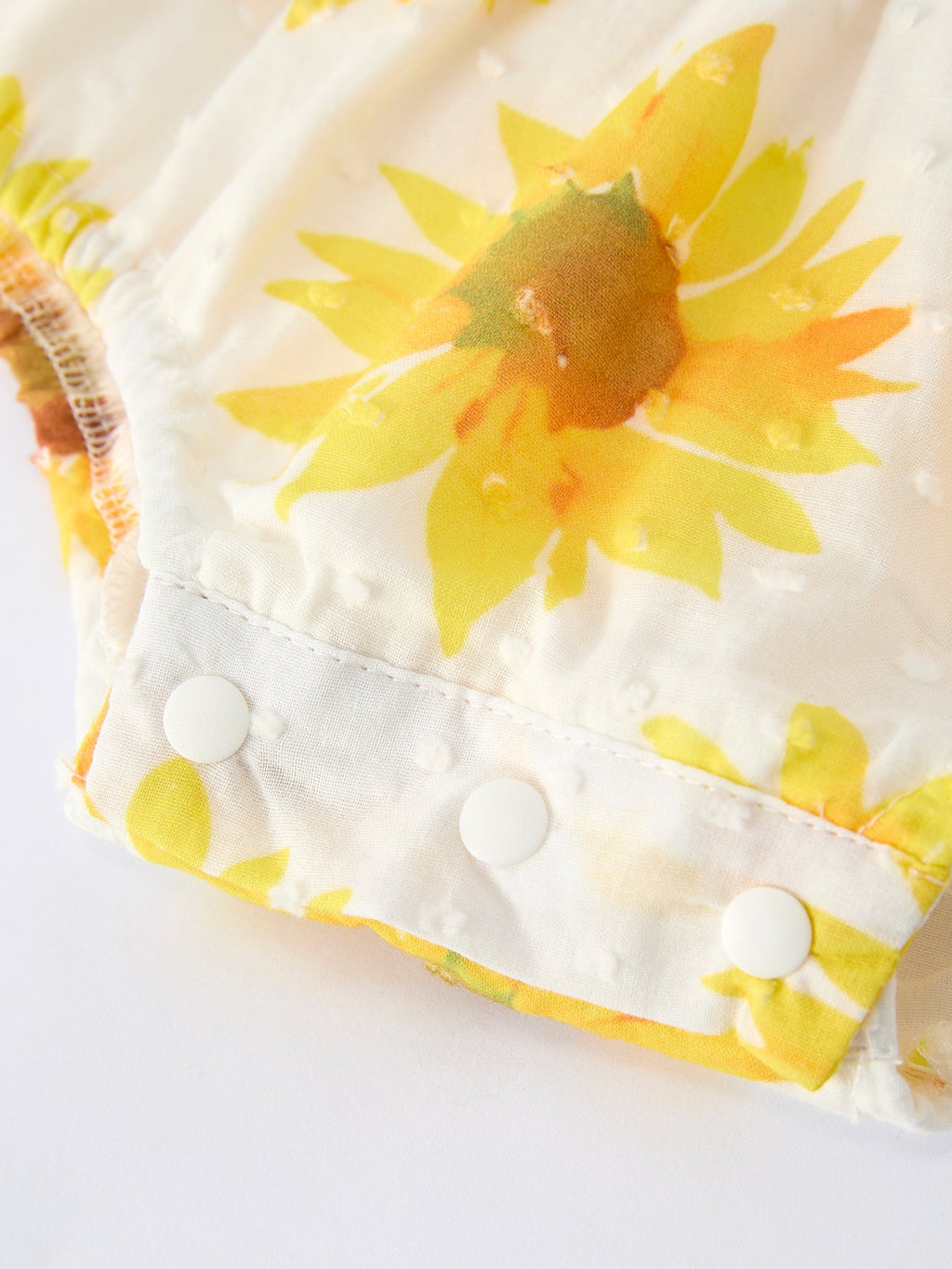 Girls Sunflower Smocked Ruffle Romper - 100% Cotton Summer Outfit