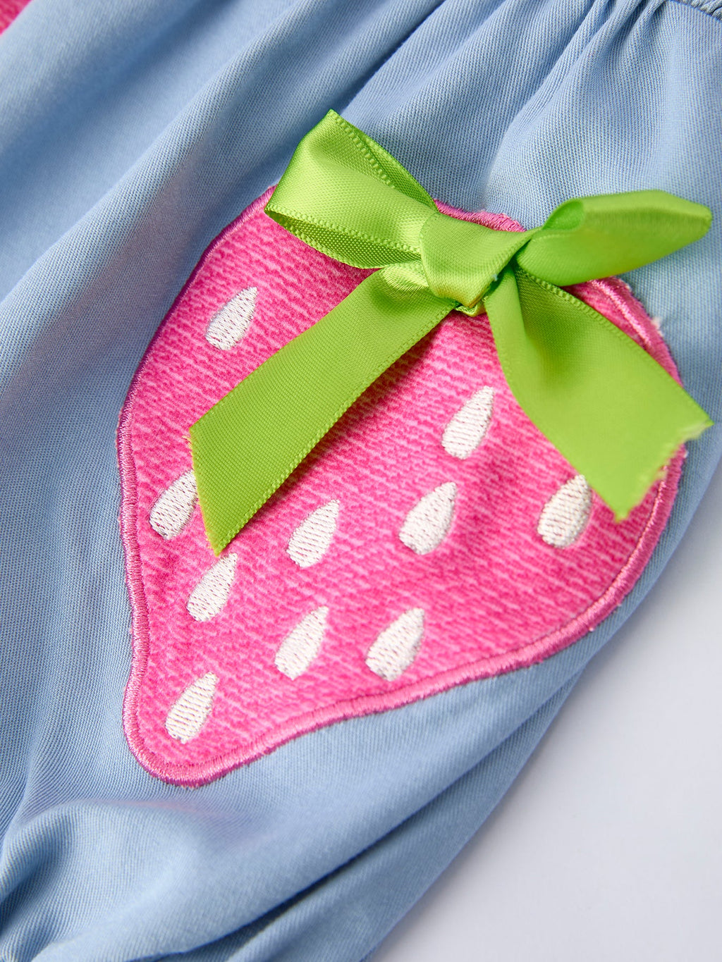 Girls Summer Strawberry Smocked Romper with Applique - Rayon Blend