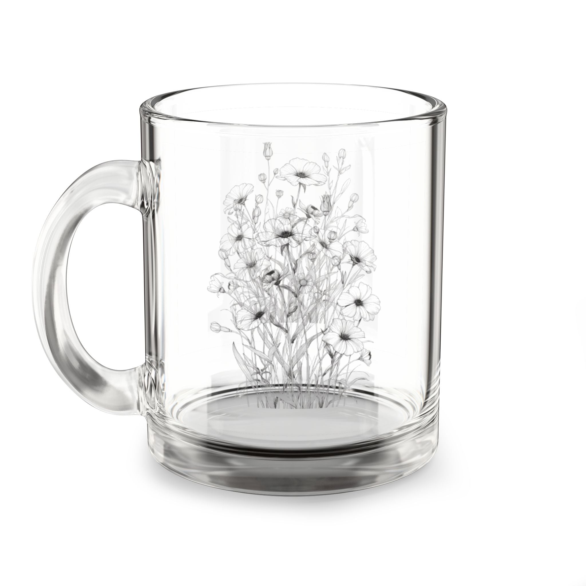 Wildflower Glass Mug, 10oz