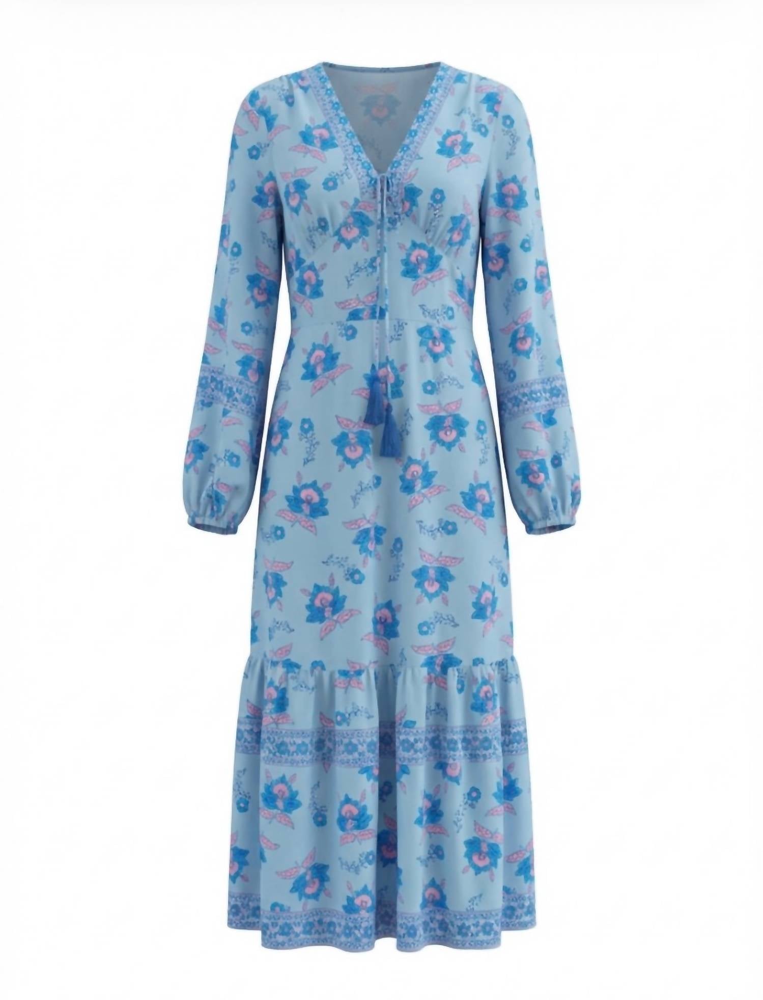 Women's Long Sleeve Floral Maxi Dress