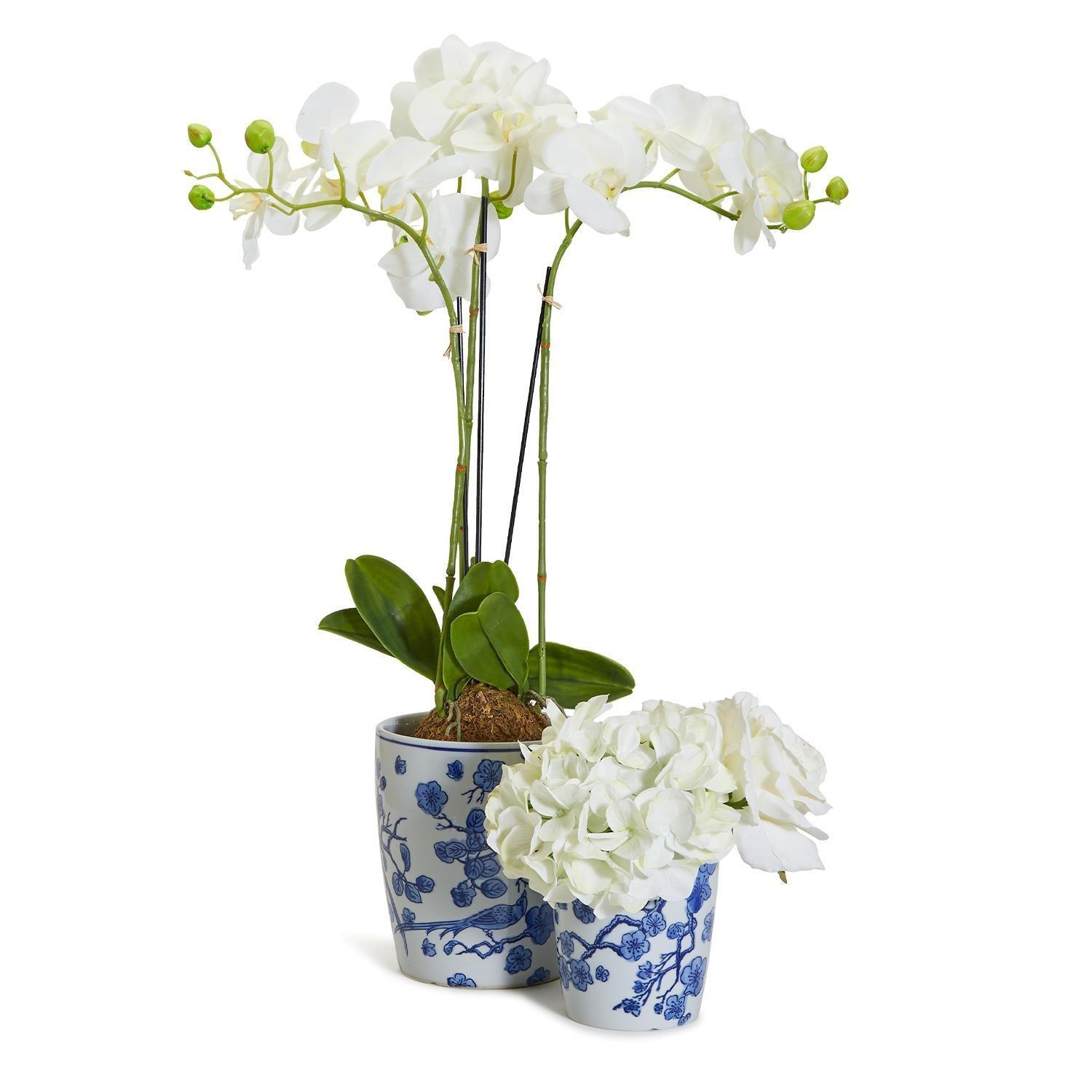 Chinoiserie Blue & White Porcelain Vases - Hand-Painted