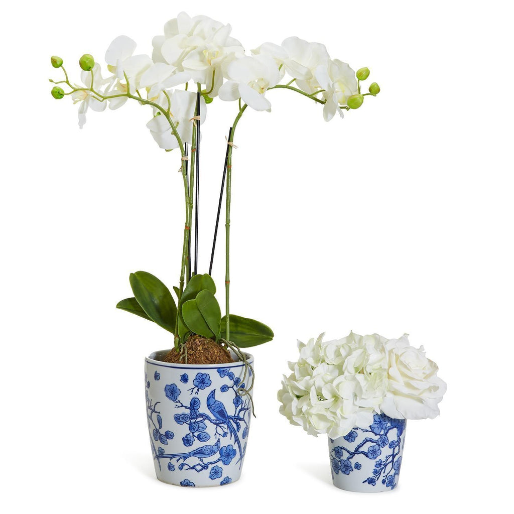 Chinoiserie Blue & White Porcelain Vases - Hand-Painted